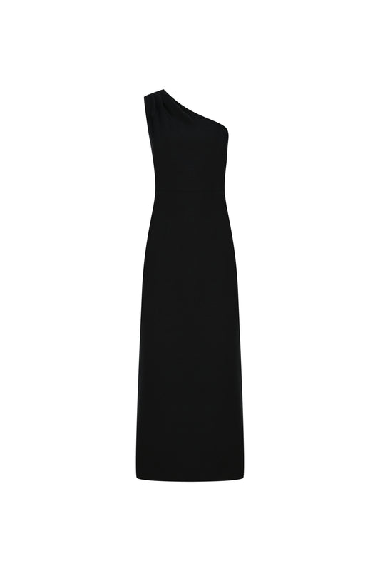 AMARYLLIS DRAPED ASYMMETRIC LINEN DRESS