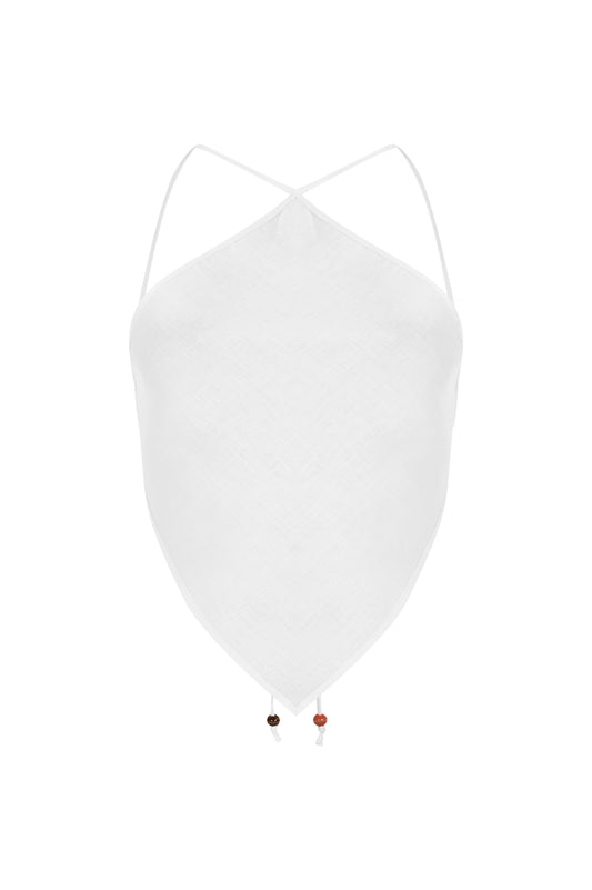 NYMPHAEA OPEN BACK LINEN CROP TOP
